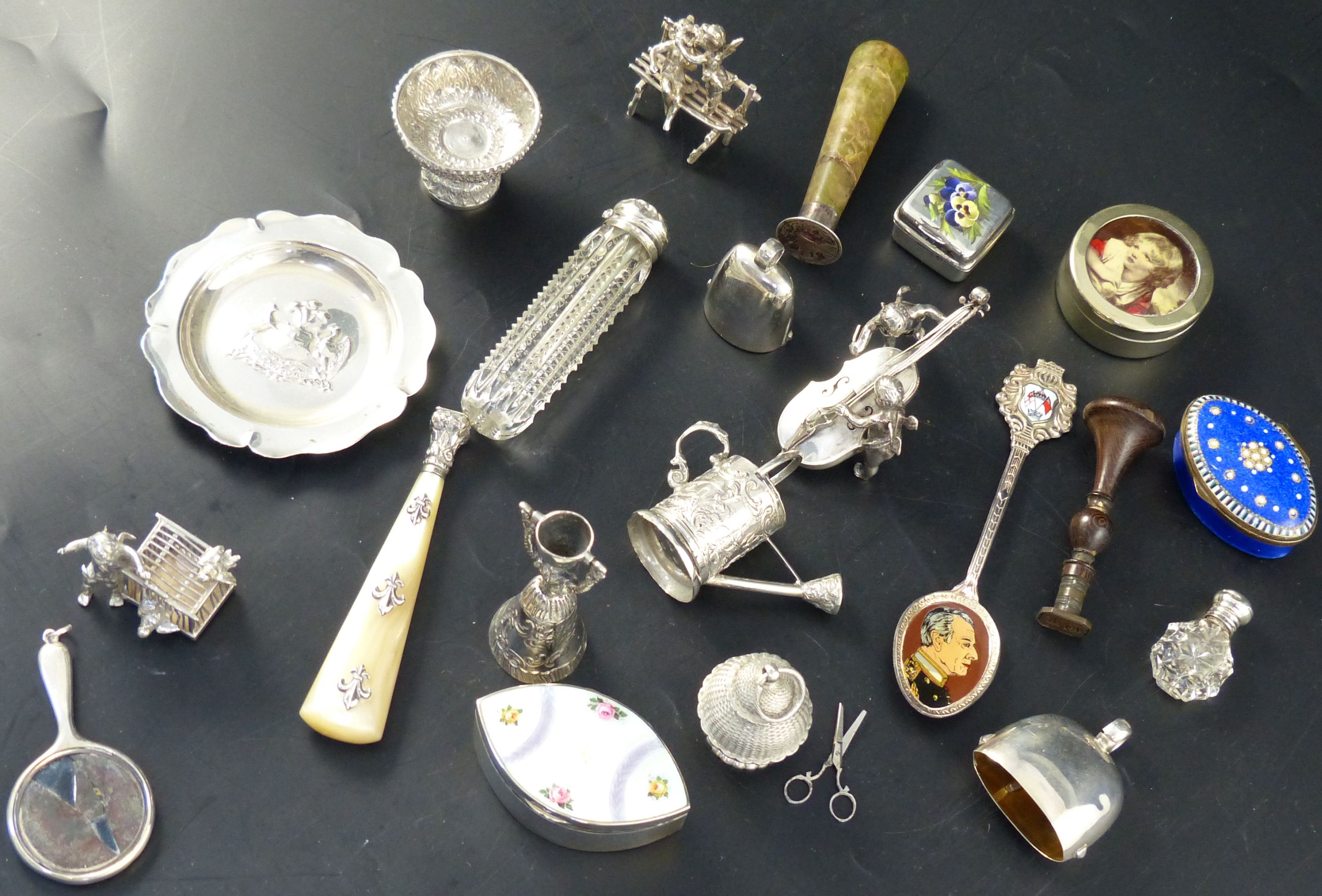 A group of twenty two silver and plated miniatures,